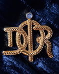 CHRISTIAN DIOR gold Monogram Brooch 1980