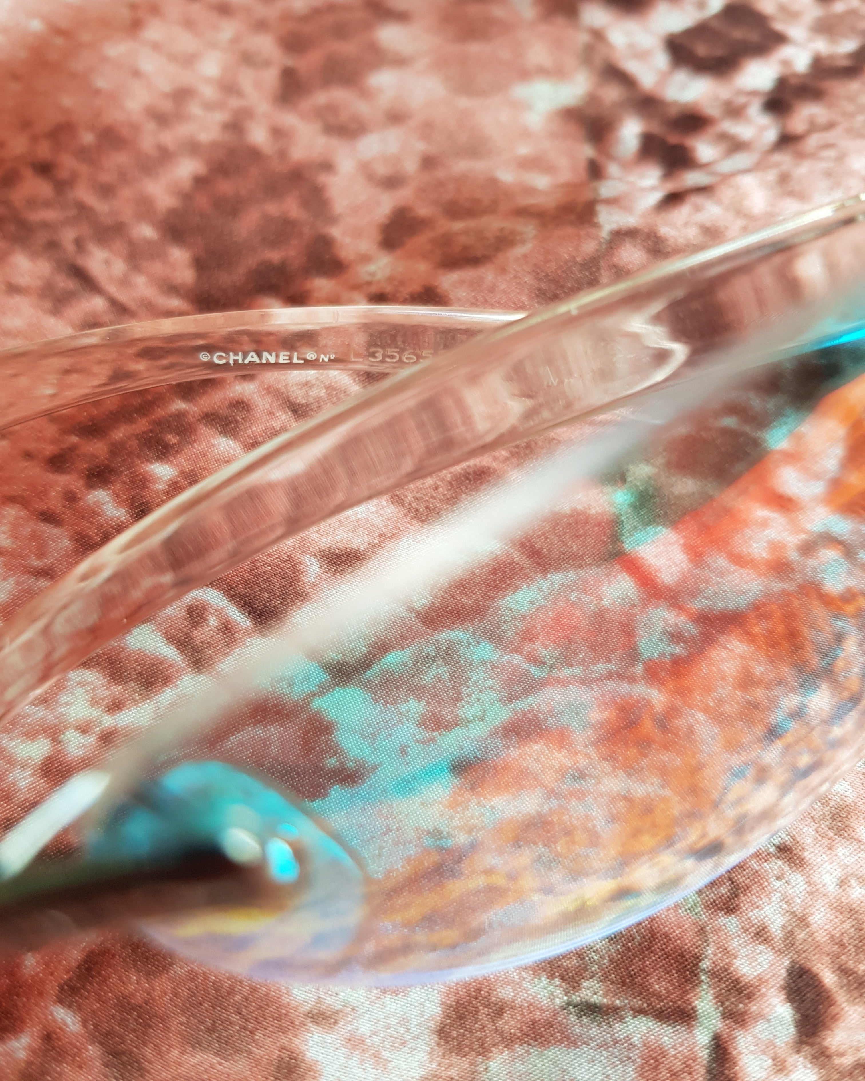 CHANEL clear holographic CC silver rimless Sunglasses 2000