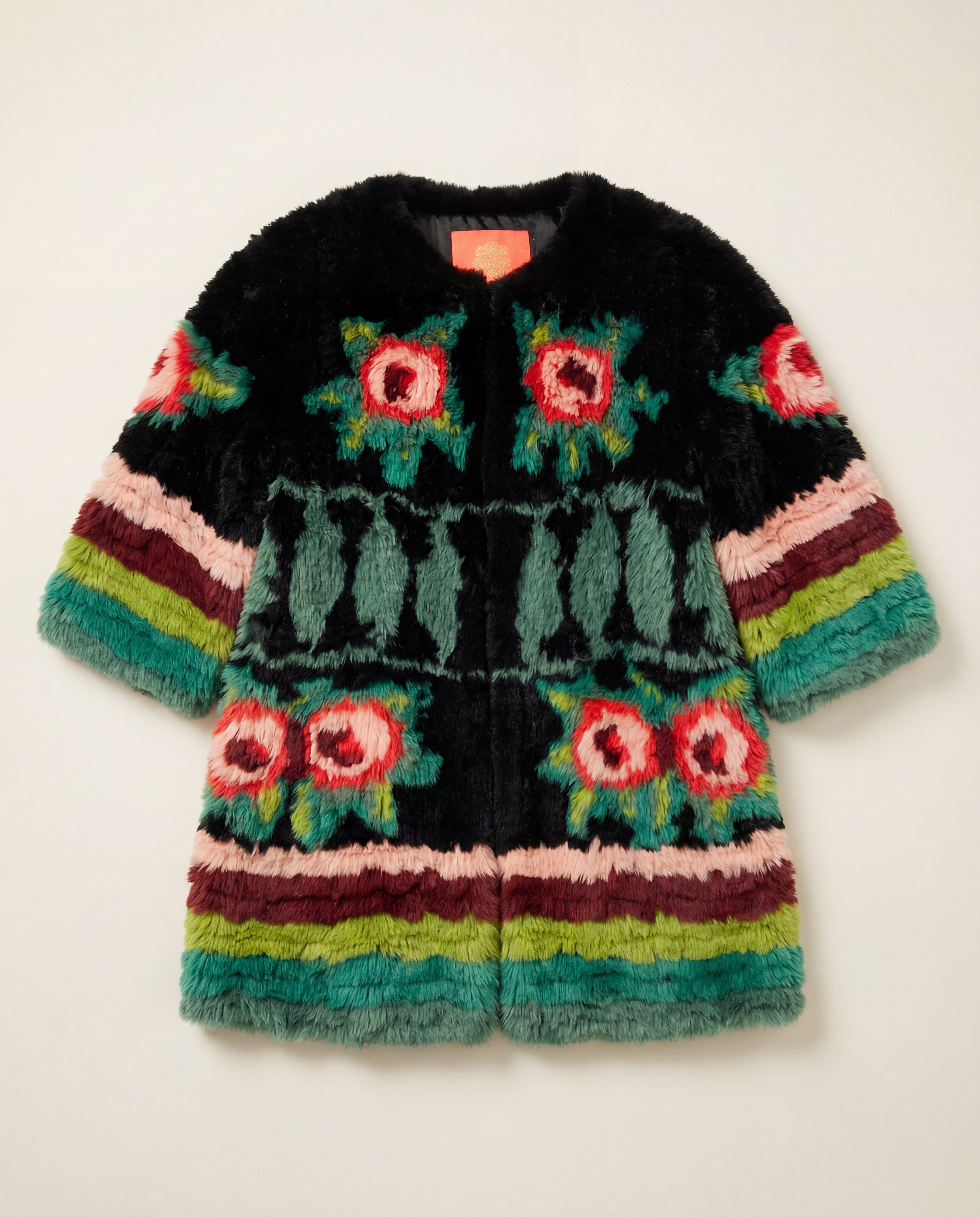 MANOUSH Multicolor Crocheted Rabbit Fur Coat