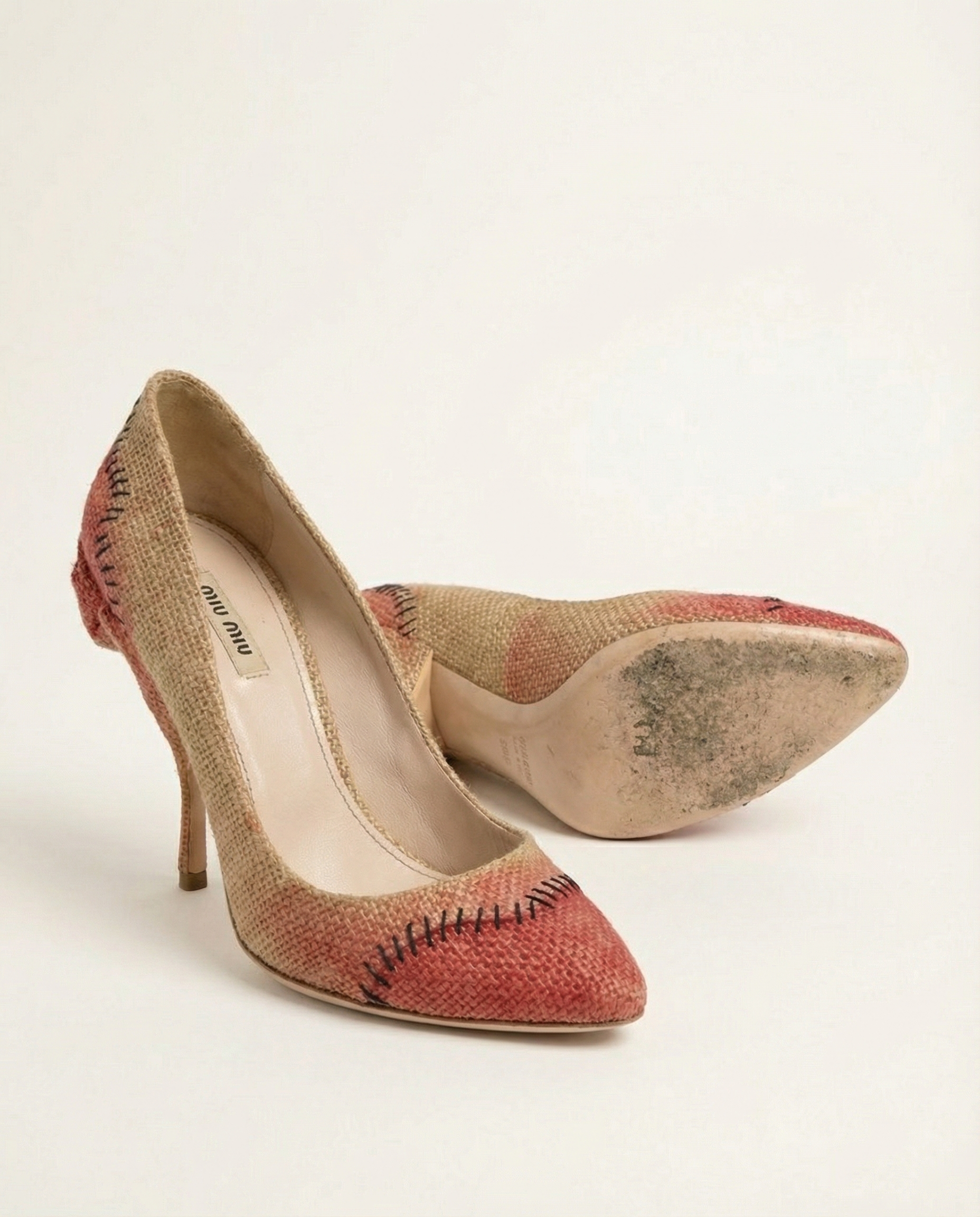 MIU MIU Stitched Raffia Pumps SS 2009