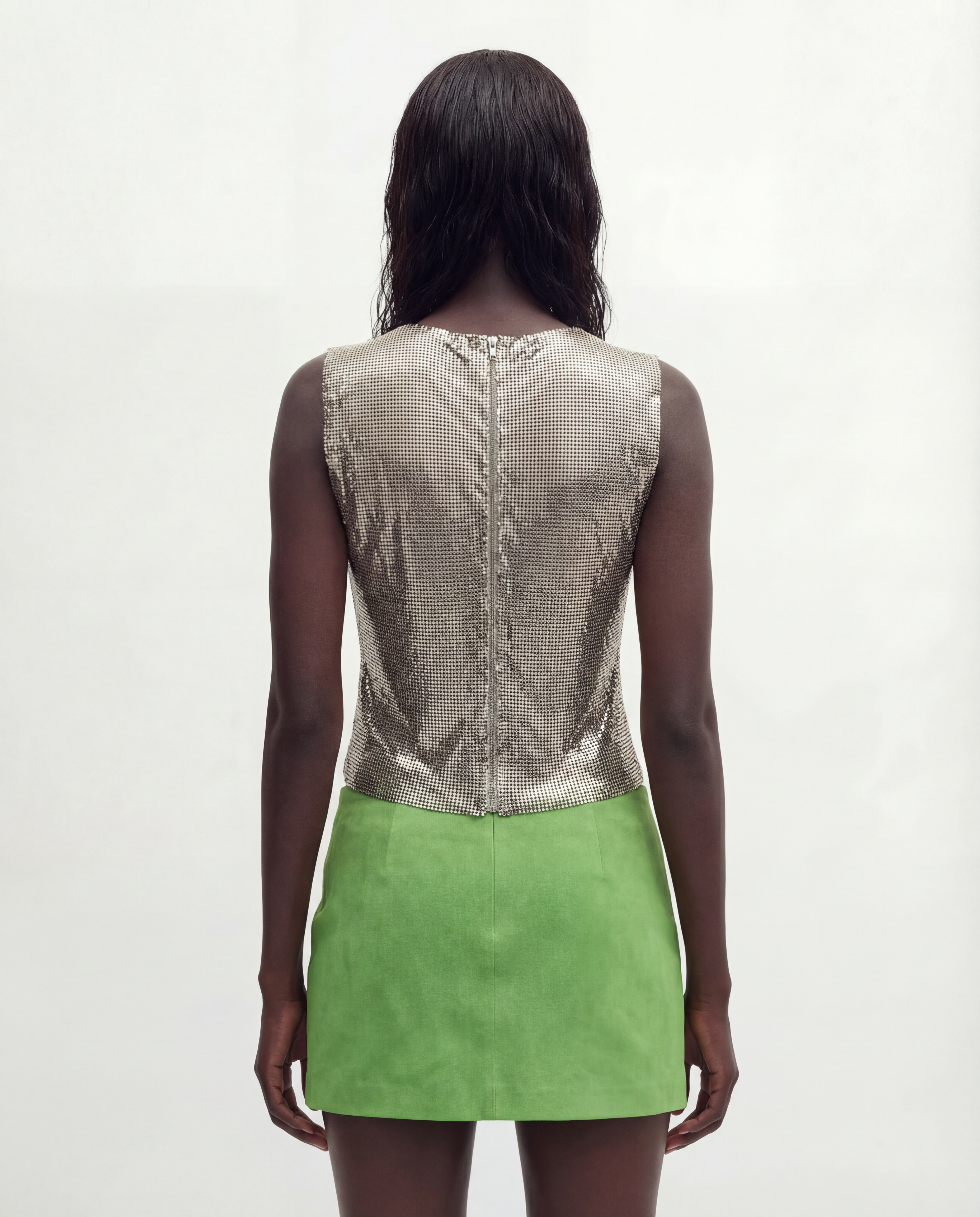 VERSACE GIANNI Silver oroton metal mesh vest FW 1994