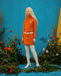 COURREGES Orange Futuristic Jacket and Mini Skirt Set late 1990