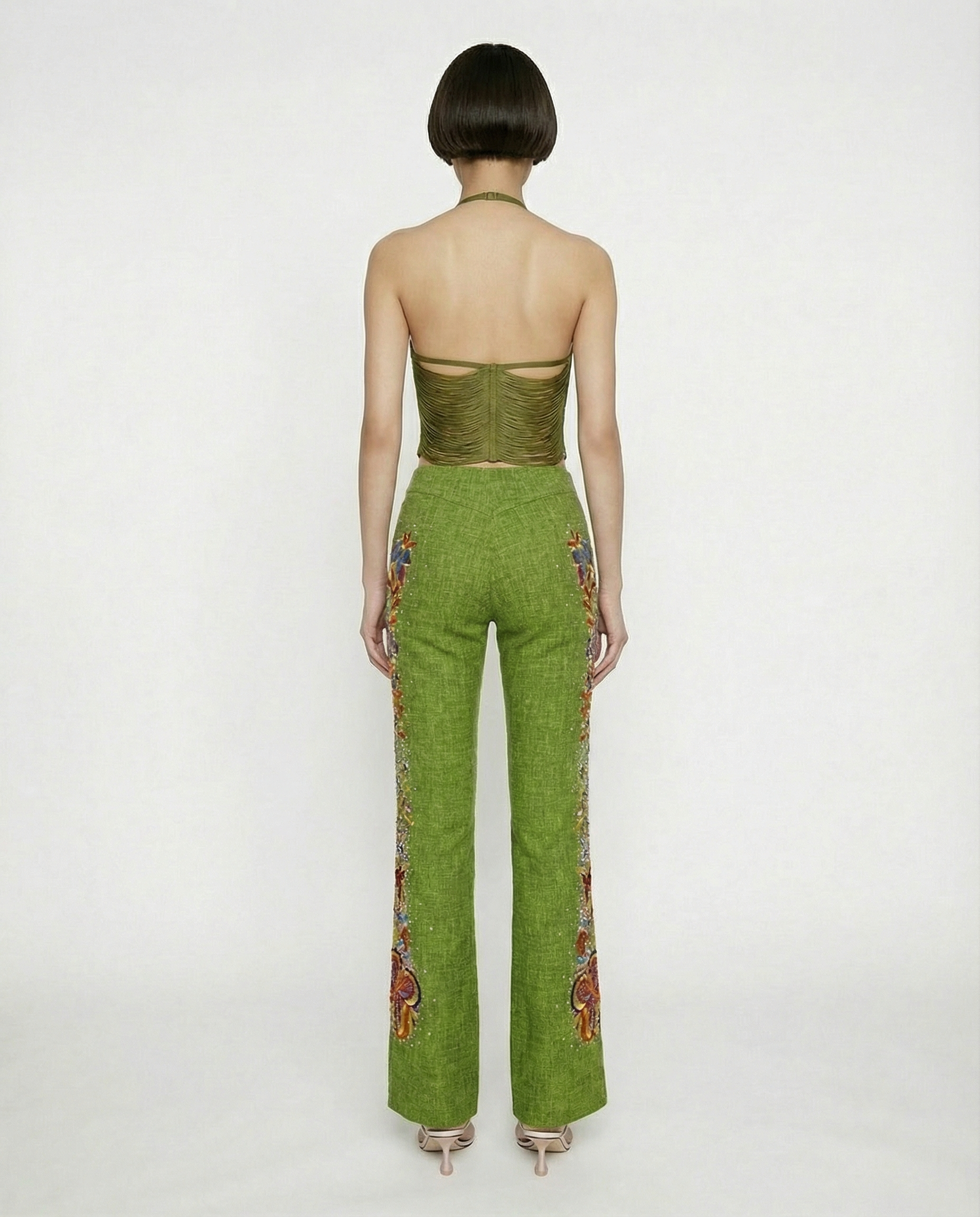 CHRISTIAN DIOR by John Galliano Embroidered Linen Pants SS 2002