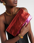 YVES SAINT LAURENT Letters Fold metallic clutch SS 2014