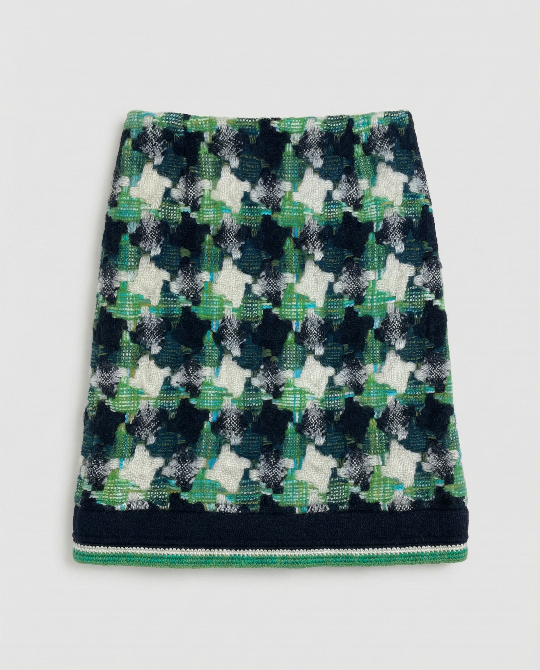 CARVEN handwoven houndstooth tweed midi skirt 1960