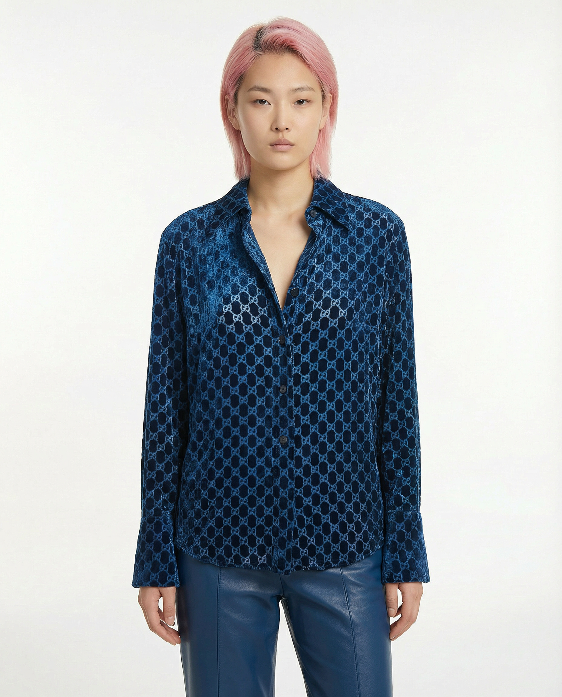 GUCCI Runway velours chemise monogramme FW 1997