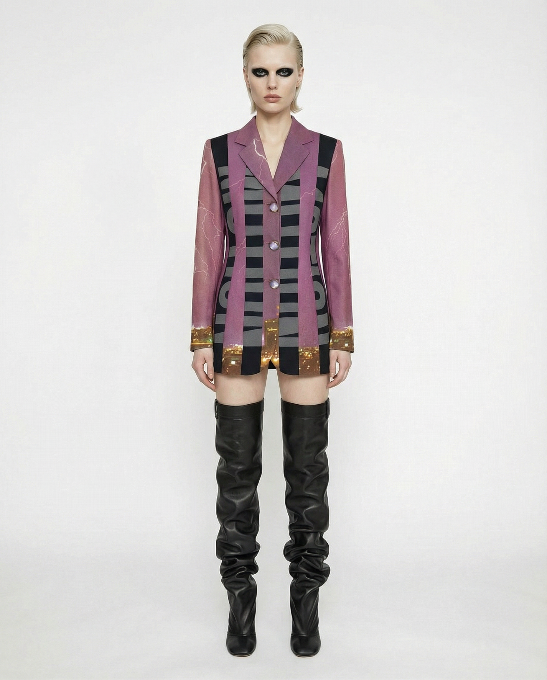 MOSCHINO Printed Vest Jacket with Trompe-l’Œil Motif 1990