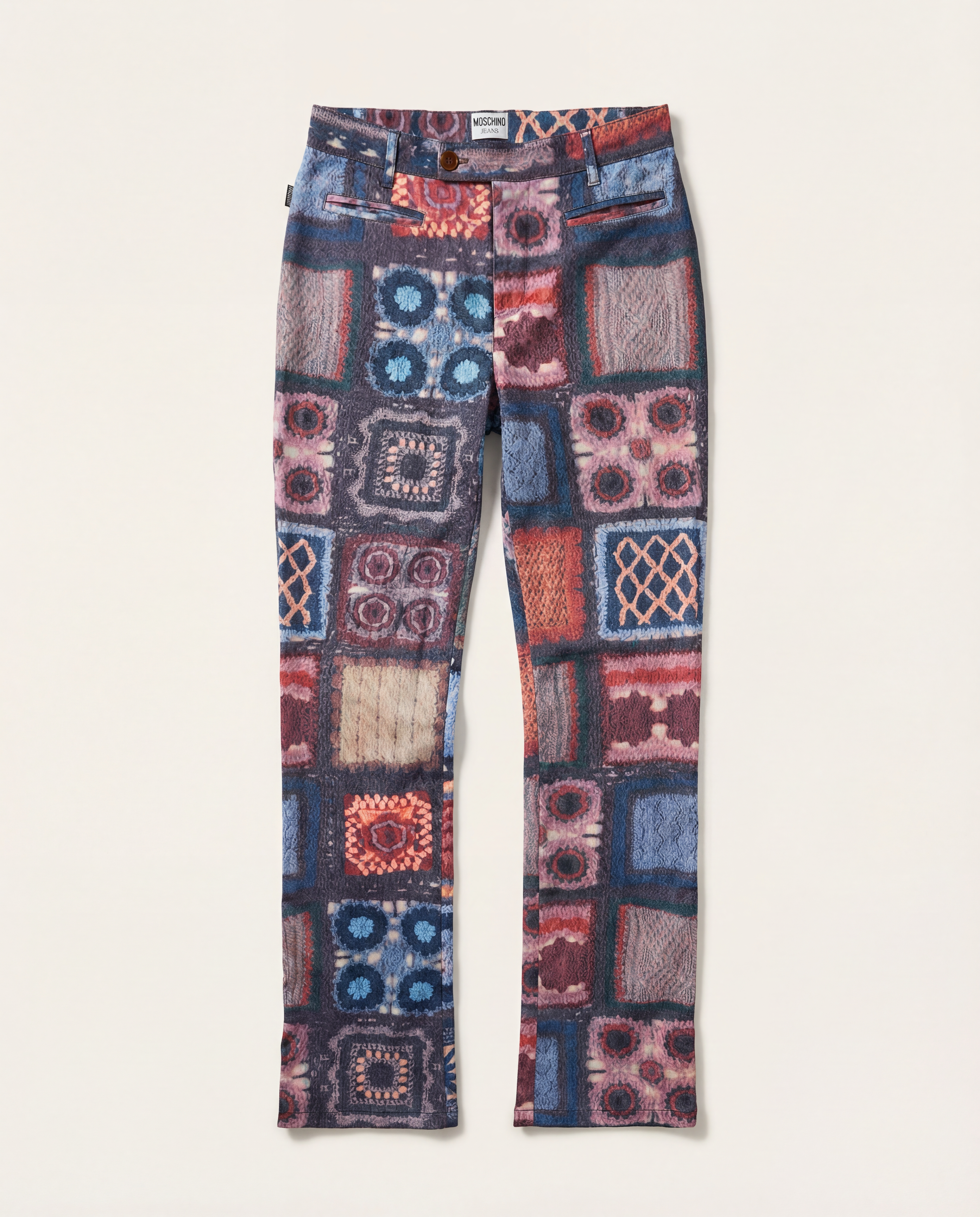MOSCHINO JEANS Crochet Patchwork Stretch Trousers 1990