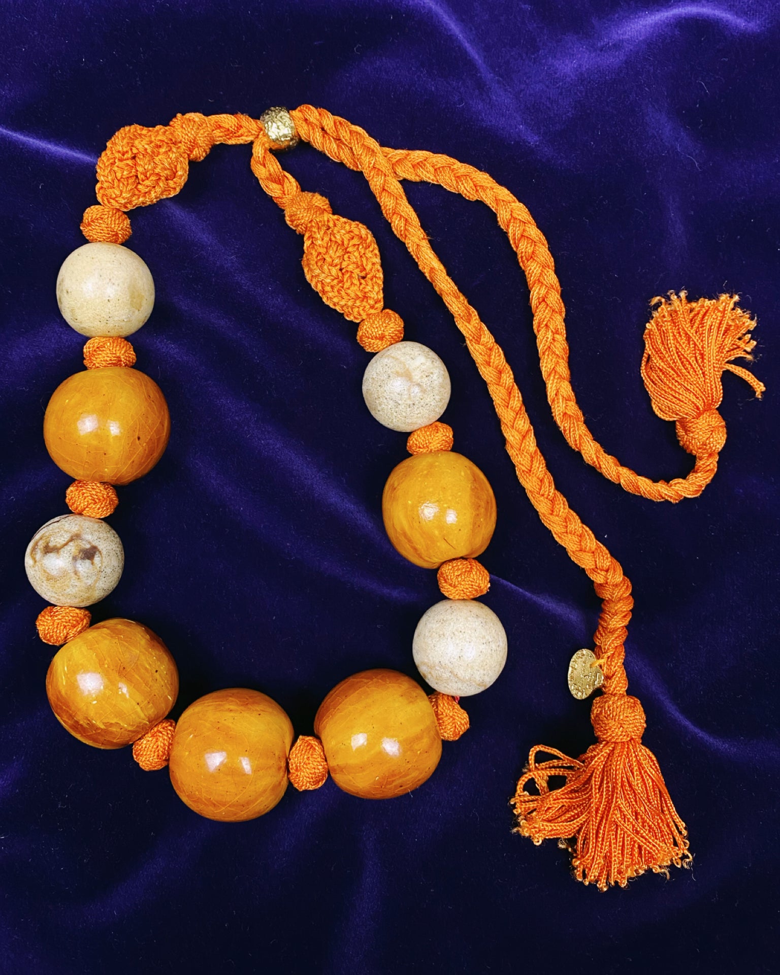 YVES SAINT LAURENT Orange Beaded Necklace 1990