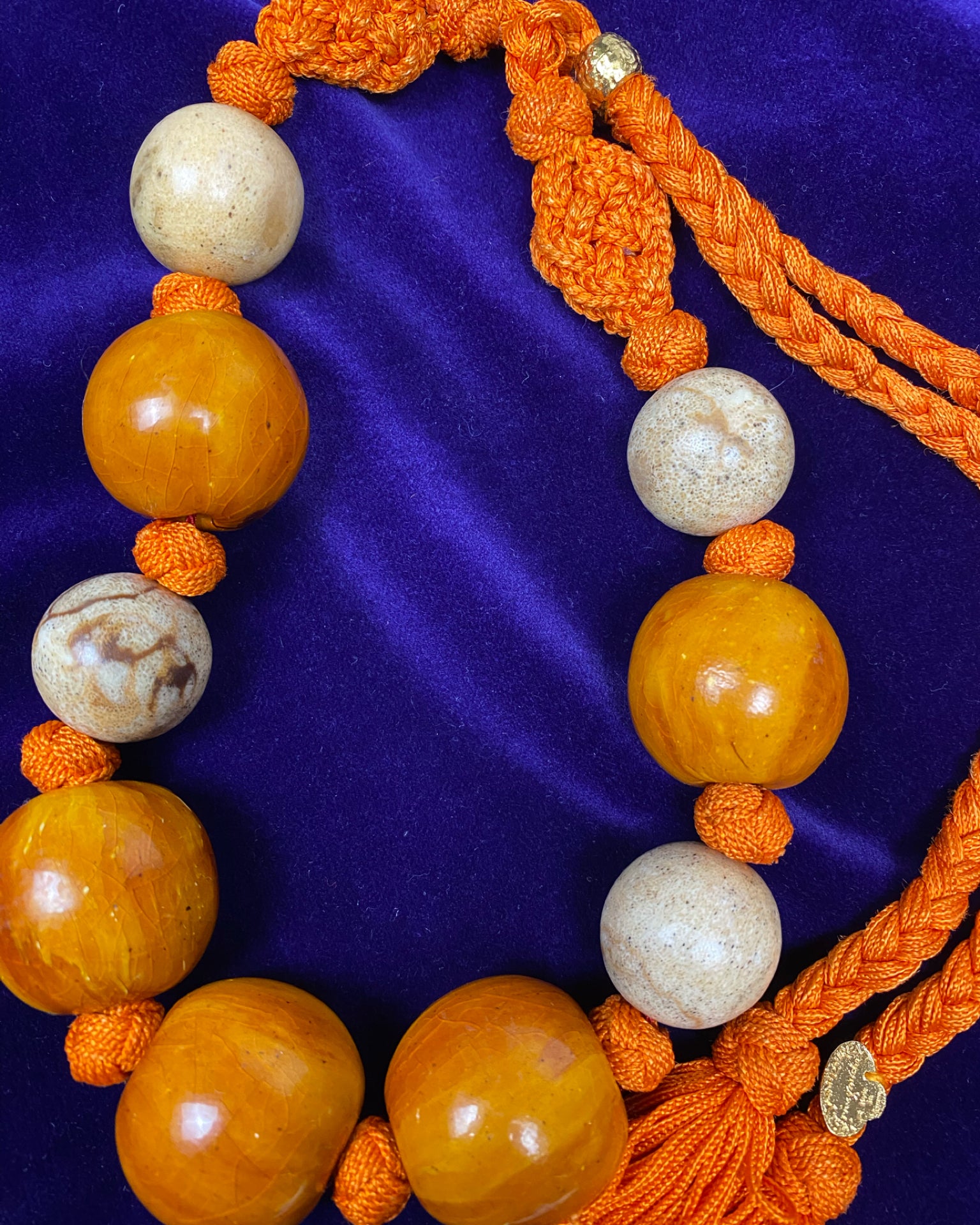 YVES SAINT LAURENT Orange Beaded Necklace 1990