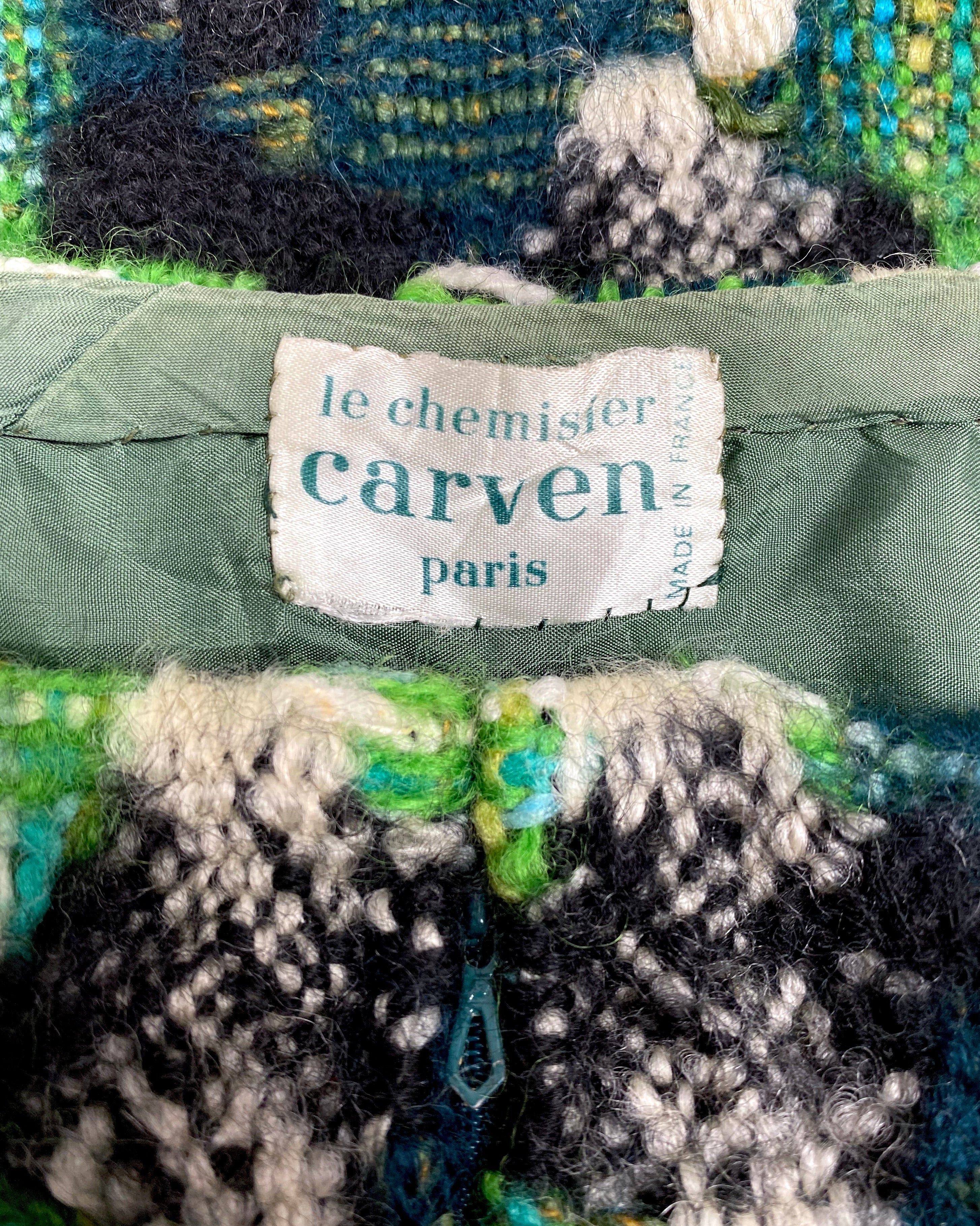 CARVEN handwoven houndstooth tweed midi skirt 1960