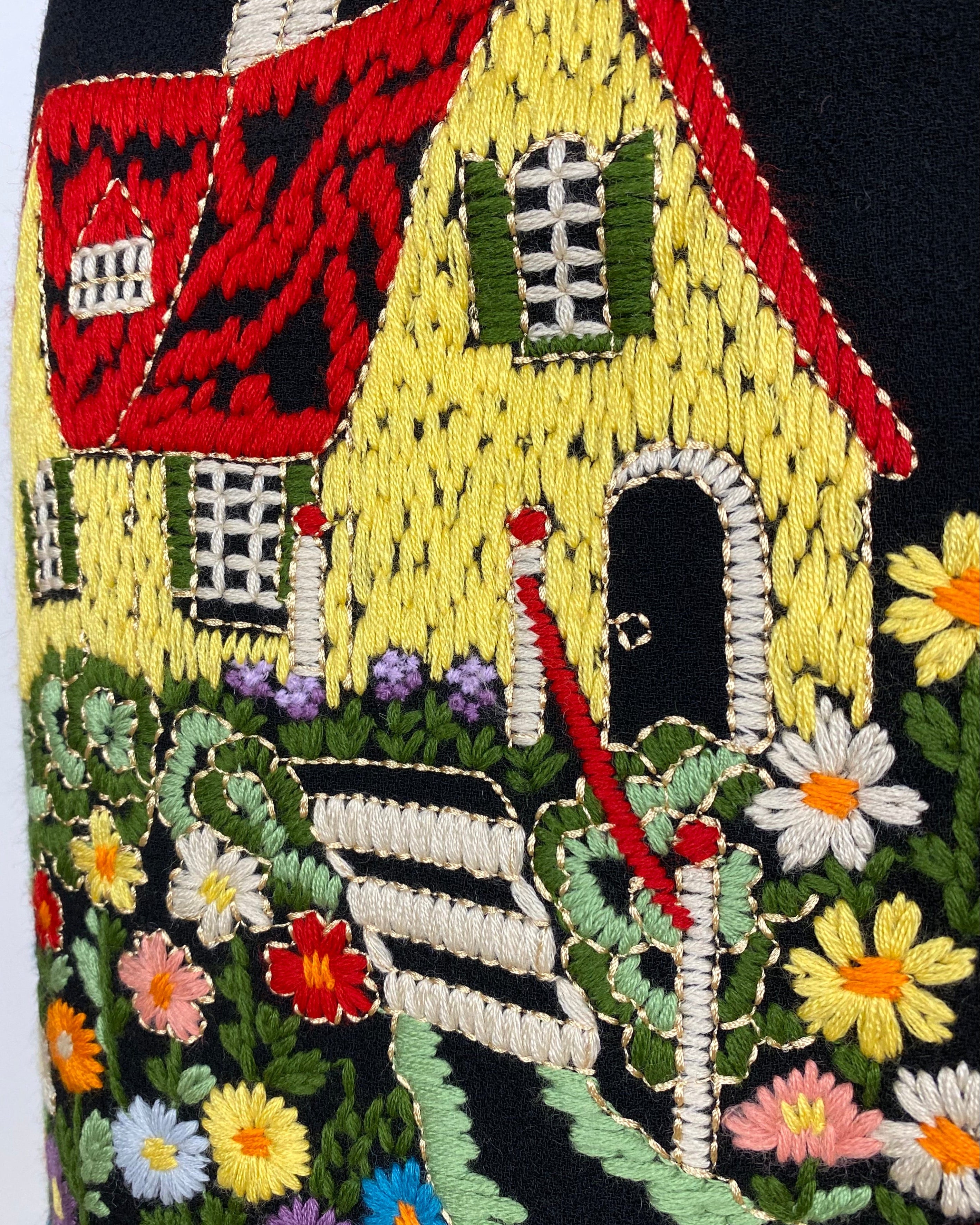 MOSCHINO Cheap & Chic hand embroidered skirt FW 2001