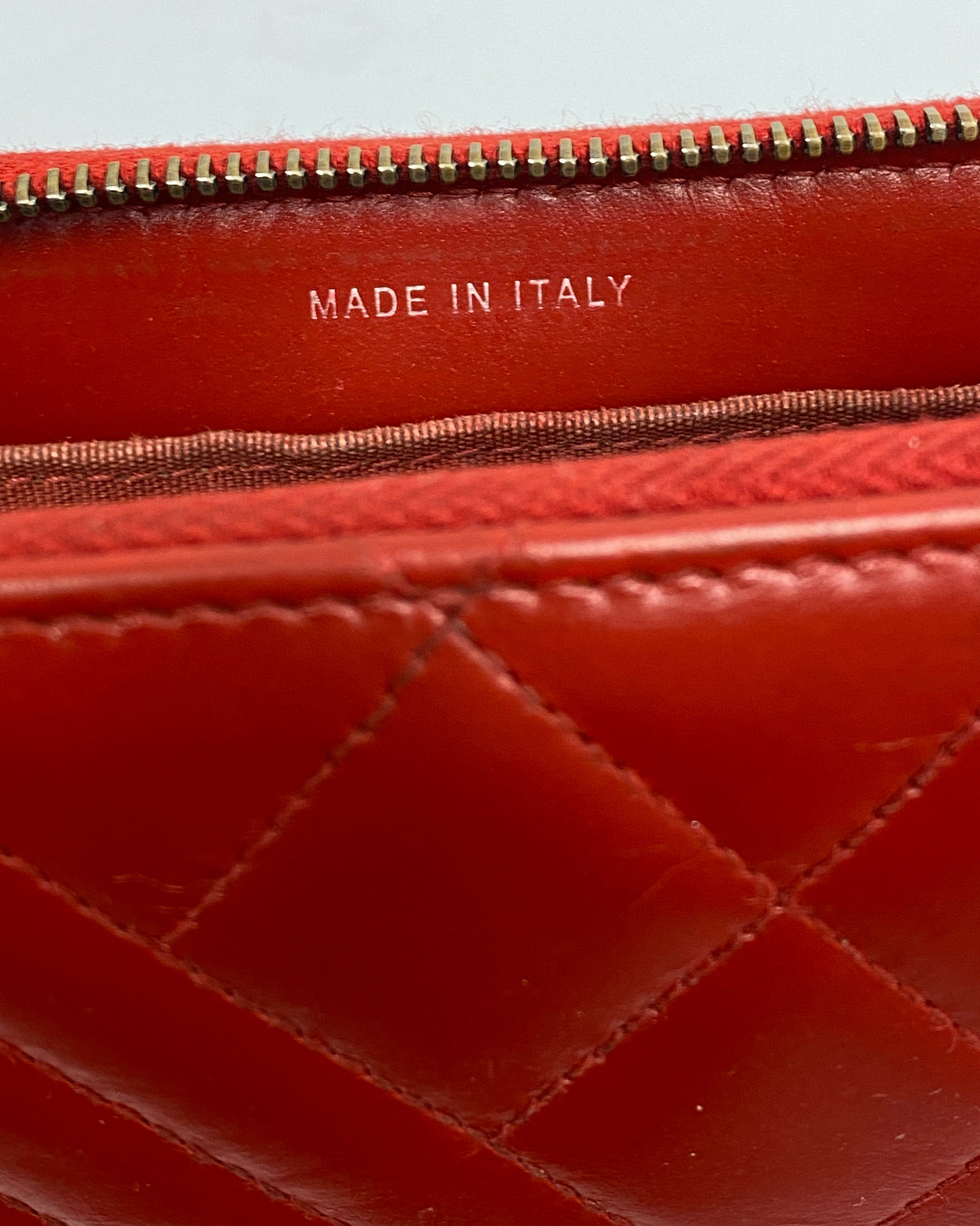 CHANEL Red Lambskin Leather Wallet