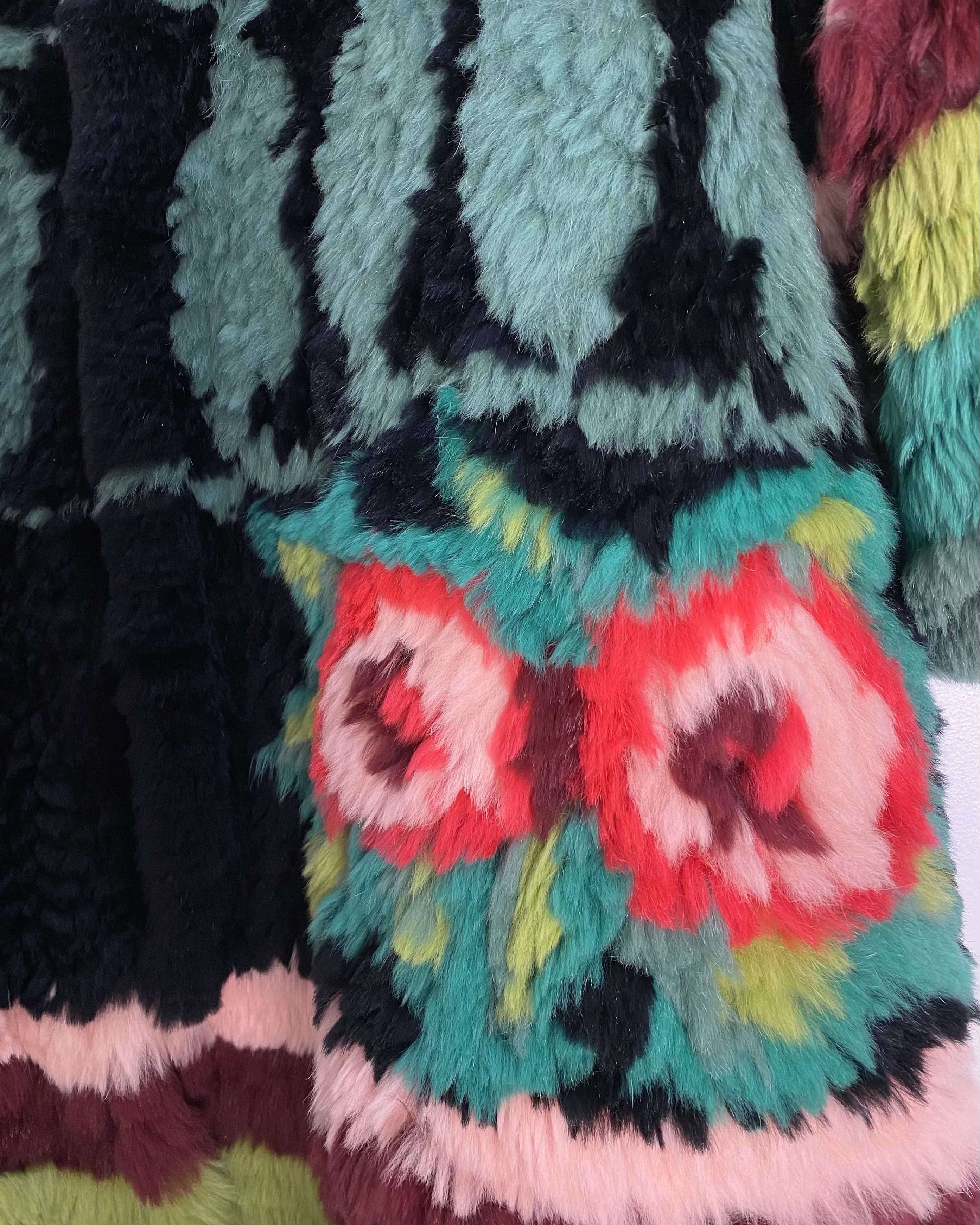 MANOUSH Multicolor Crocheted Rabbit Fur Coat