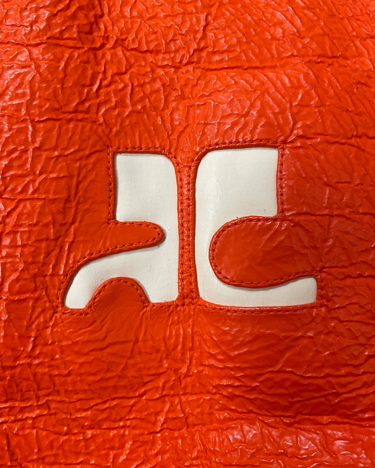 COURREGES Orange Futuristic Jacket and Mini Skirt Set late 1990