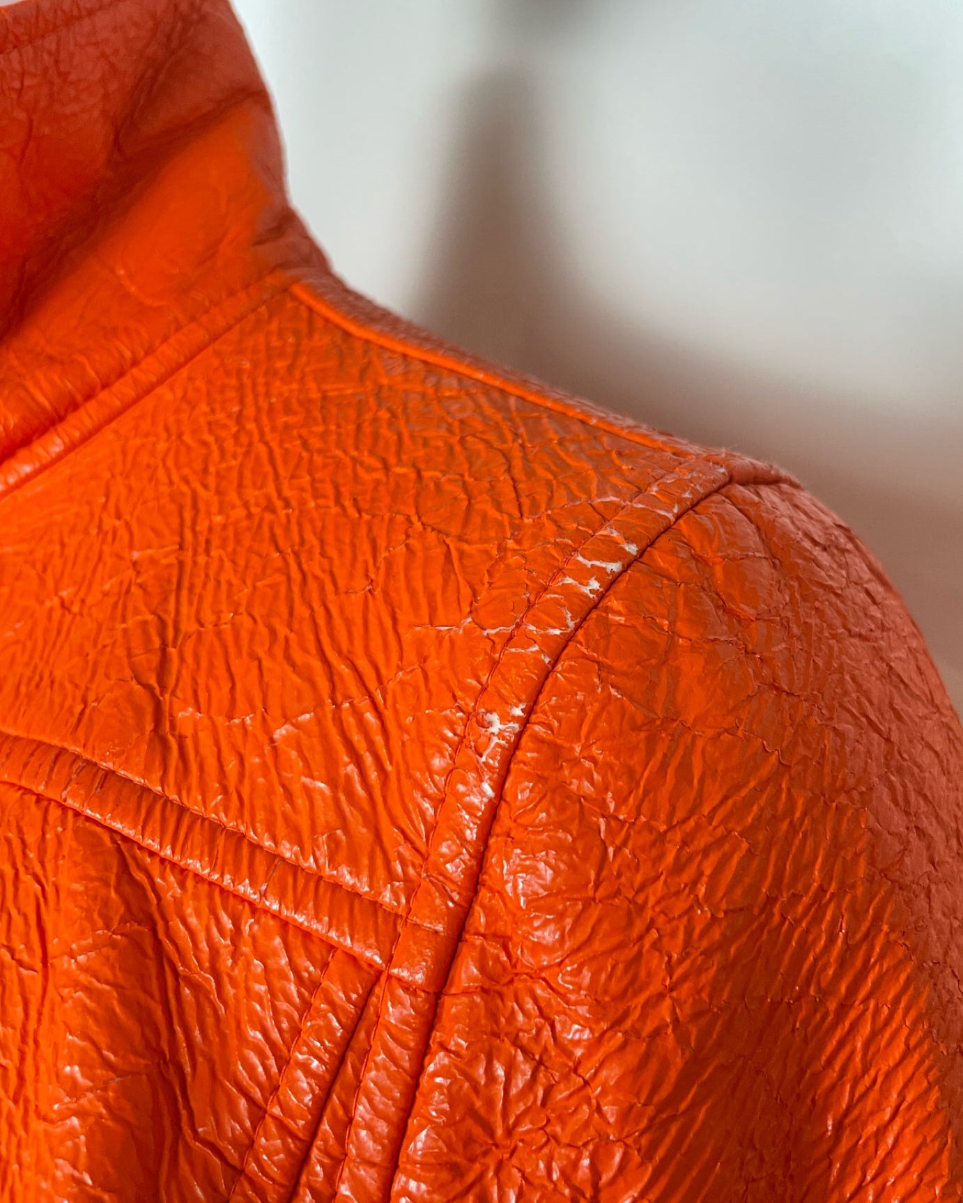 COURREGES Orange Futuristic Jacket and Mini Skirt Set late 1990