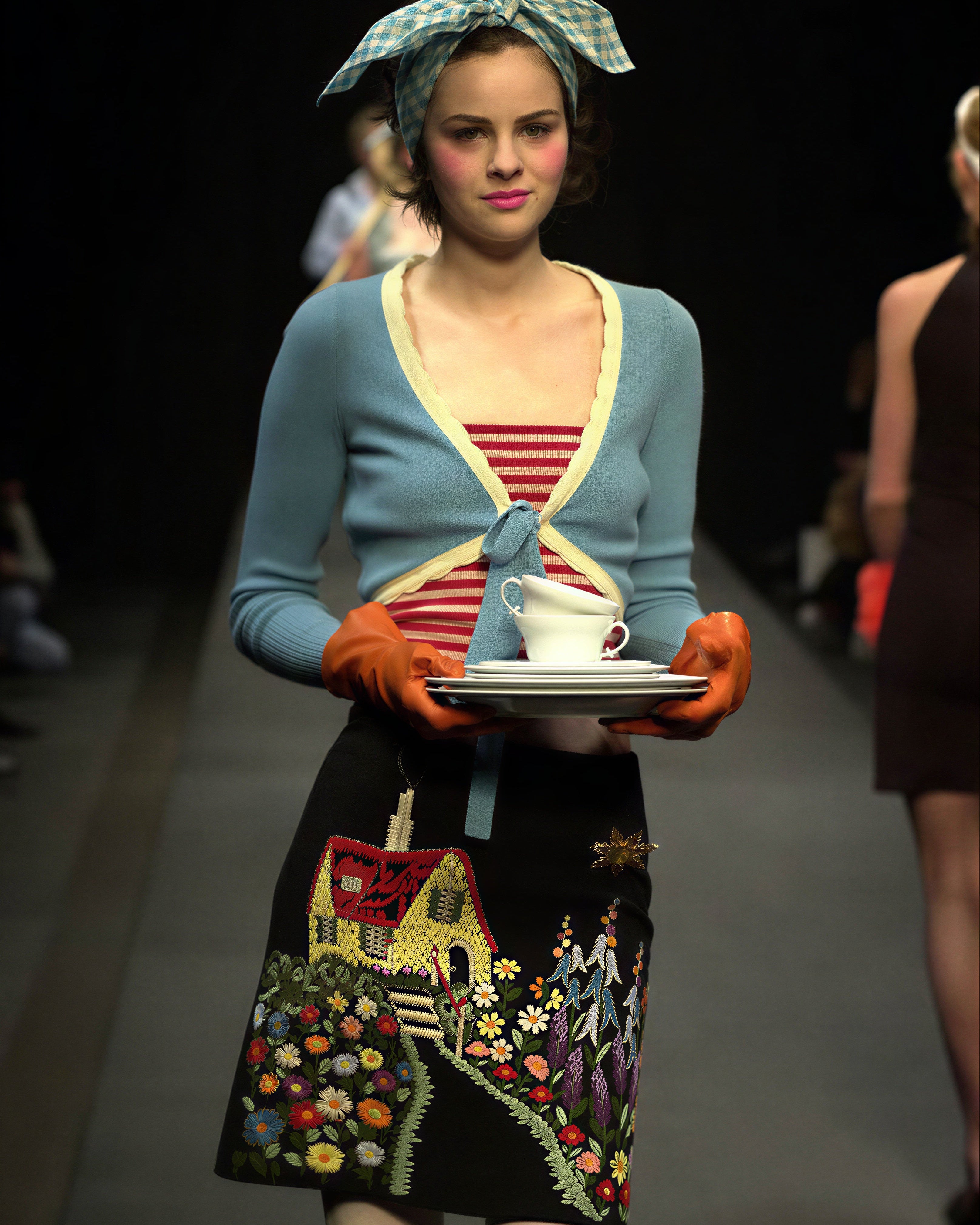 MOSCHINO Cheap & Chic hand embroidered skirt FW 2001